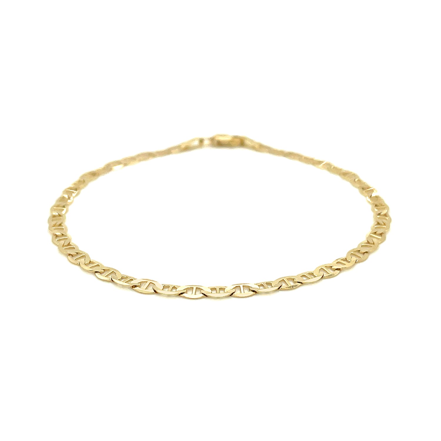 3.2mm 14k Yellow Gold Mariner Link Anklet