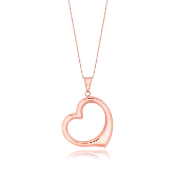 14k Rose Gold Floating Heart Drop Pendant