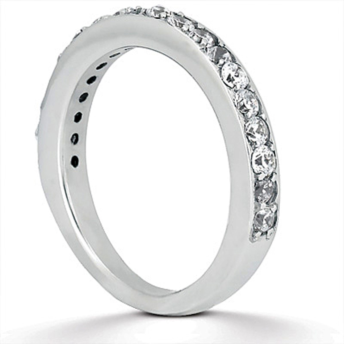 14k White Gold Pave Diamond Wedding Ring Band Set 1/2 Around