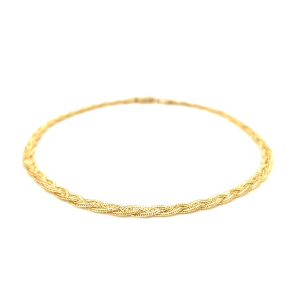 3.5mm 14k Yellow Braided Foxtail Anklet