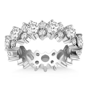 14k White Gold Ornamental Round Diamond Eternity Ring