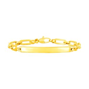 14K Yellow Gold Paperclip Chain ID Bracelet