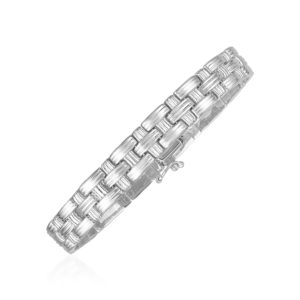 14k White Gold Basket Weave Bracelet