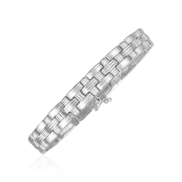 14k White Gold Basket Weave Bracelet