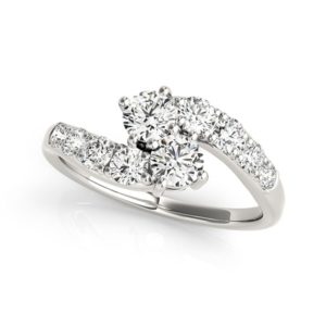 14k White Gold Two Stone Overlap Design Diamond Ring (1 cttw)