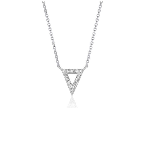 Diamond Inverted Triangle Pendant in 14k White Gold