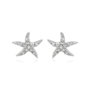 Sterling Silver Starfish Earrings with Cubic Zirconias