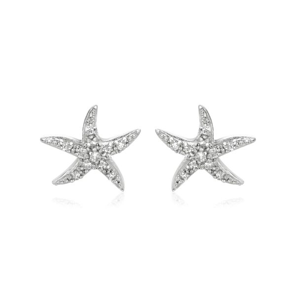 Sterling Silver Starfish Earrings with Cubic Zirconias