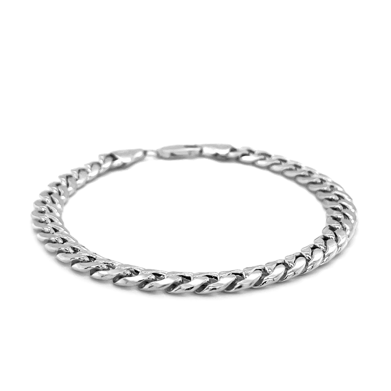 6.7mm 14k White Gold Miami Cuban Semi Solid Bracelet