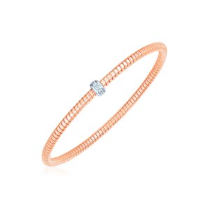 14k Rose Gold Stretch Bangle with Diamonds