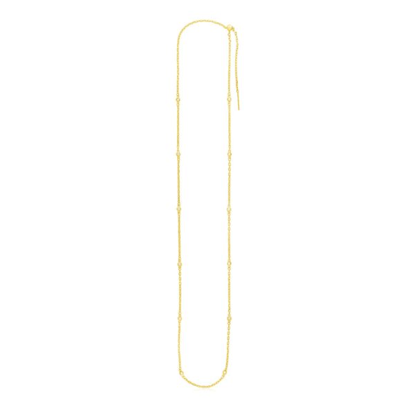 Endless Adjustable Diamond Pendant Chain in 14k Yellow Gold (3.0mm)