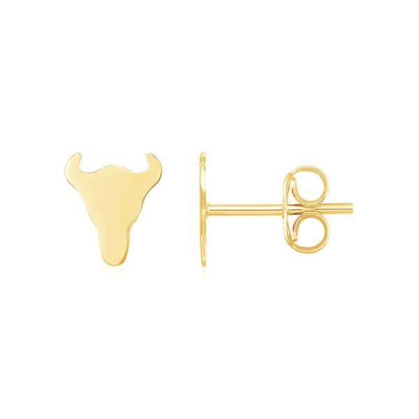 14K Yellow Gold Longhorn Earrings