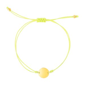 9 1/4 inch Yellow Cord Adjustable Bracelet with 14k Yellow Gold Circle