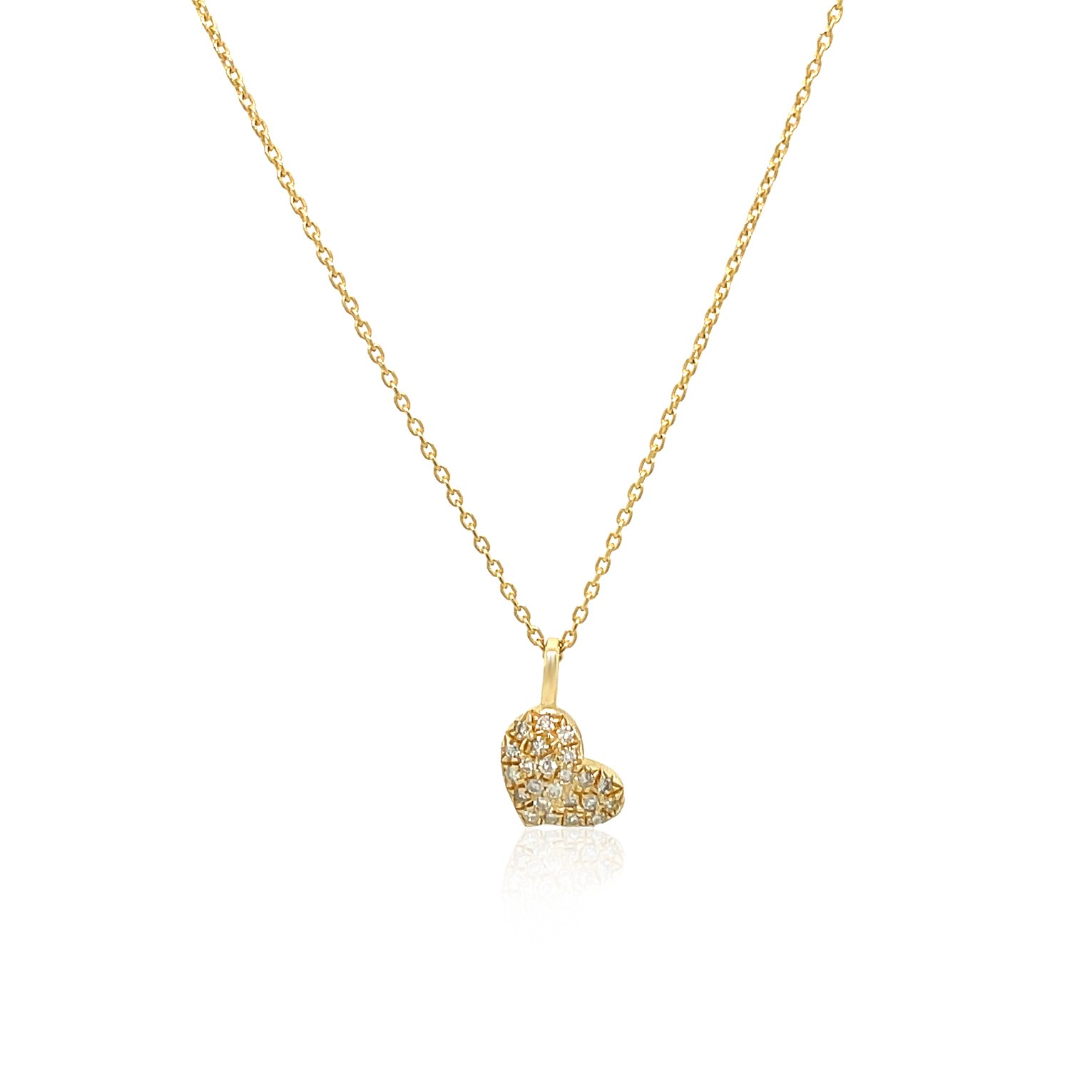 14k Yellow Gold Necklace with Gold and Diamond Heart Pendant (1/10 cttw)