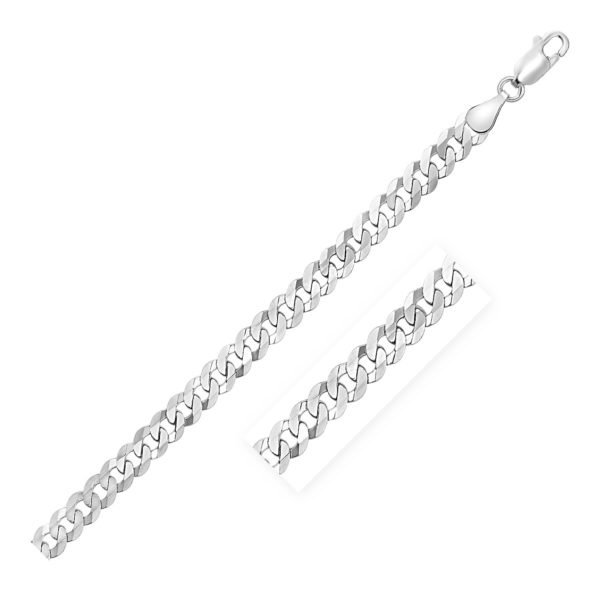 Rhodium Plated 5.6mm Sterling Silver Curb Style Chain