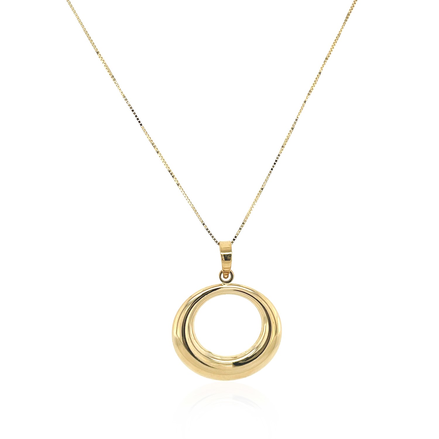 14k Yellow Gold Open Circle Drop Pendant