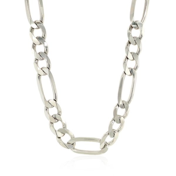 Rhodium Plated 9.0mm Sterling Silver Figaro Style Chain