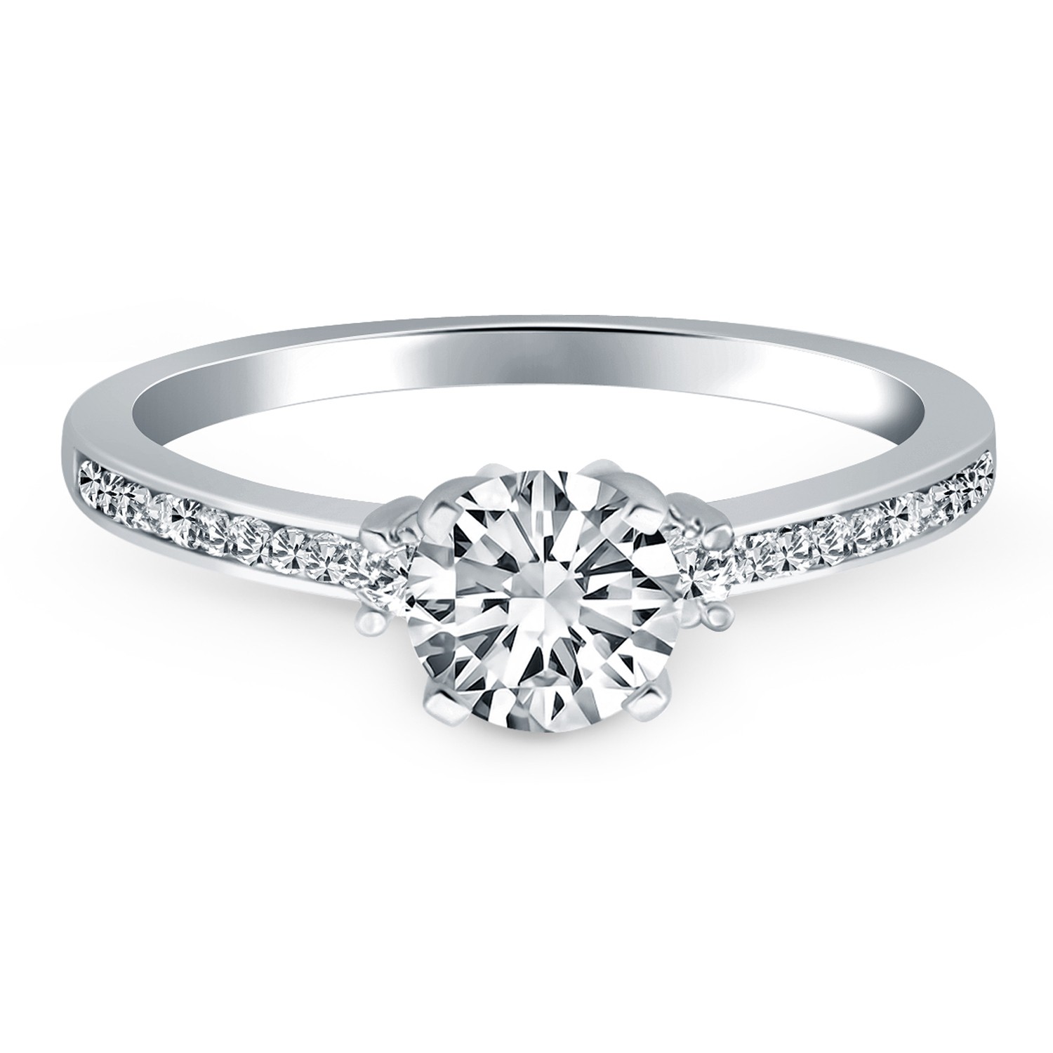 14k White Gold Diamond Accent Engagement Ring