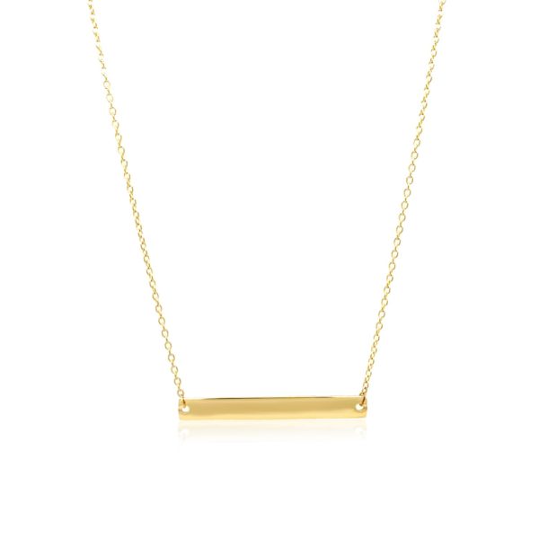 14k Yellow Gold Smooth Flat Horizontal Bar Style Necklace