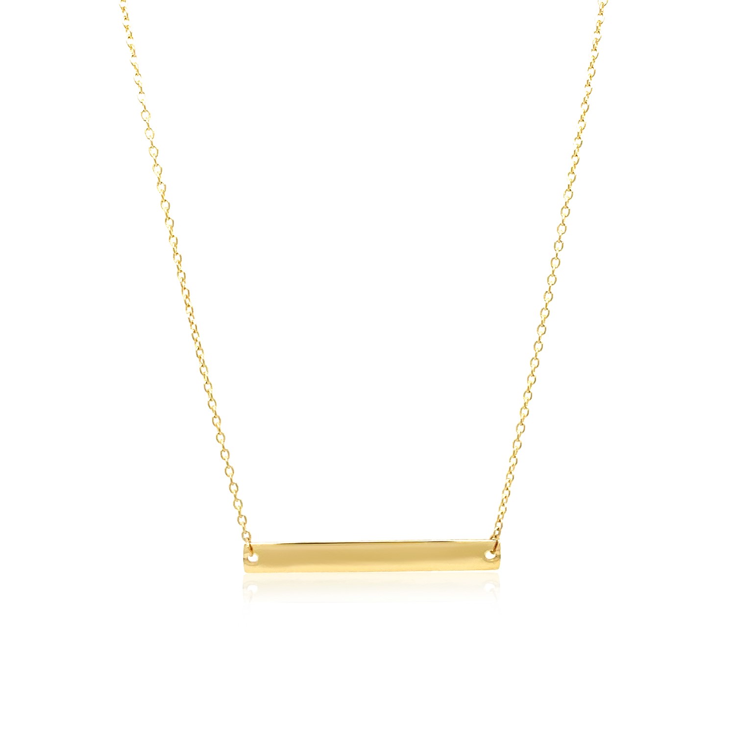 14k Yellow Gold Smooth Flat Horizontal Bar Style Necklace