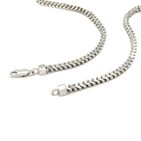 Sterling Silver Rhodium Plated Square Franco Semi Solid Chain 4.2mm