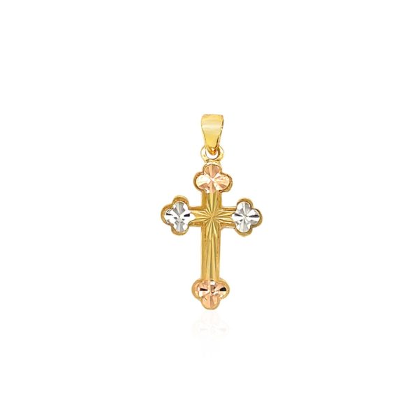 14k Tri Color Gold Cross Pendant