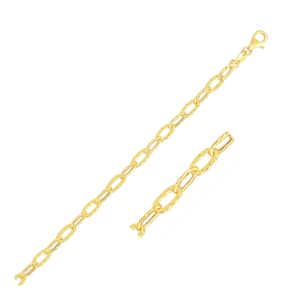 14k Yellow Gold Anklet with Flat Hammered Oval Links