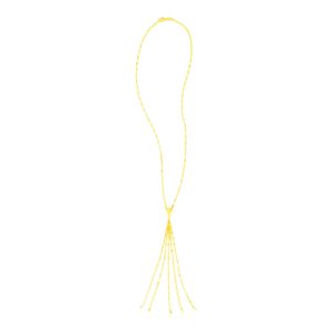 14K Yellow Gold Five Strand Tassel Lariat Necklace