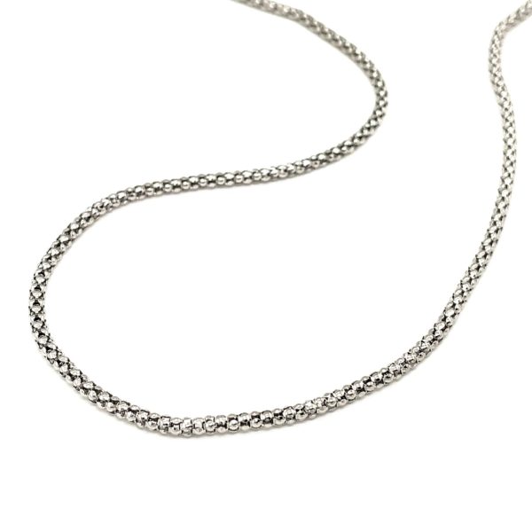 Rhodium Plated 2.5mm Sterling Silver Popcorn Style Chain