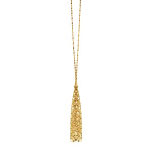 14k Yellow Gold 28 inch Lariat Style Tassel Necklace