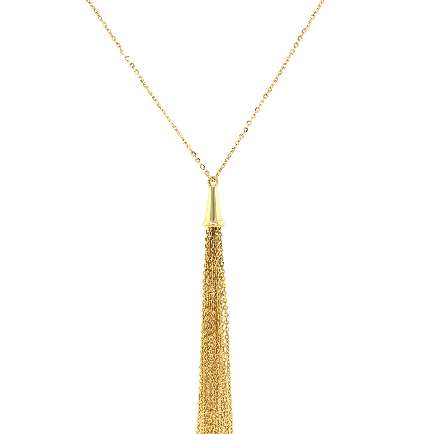 14k Yellow Gold 28 inch Lariat Style Tassel Necklace