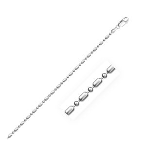 Sterling Silver Rhodium Plated Bead Chain 1.5mm