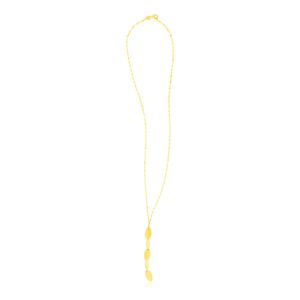 14K Yellow Gold Lariat Necklace with Polished Ovals