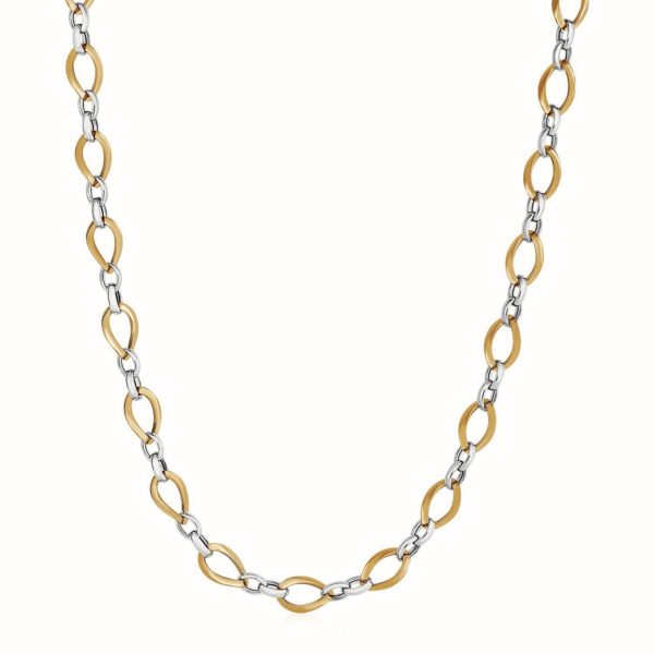 Twisted Oval Chain Necklace in 14k Two Tone Gold