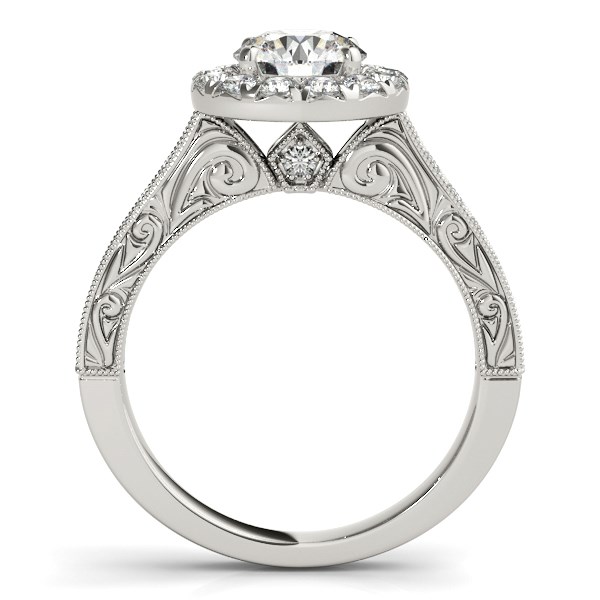 14k White Gold Round Diamond Engagement Ring with Stylish Shank (1 5/8 cttw)