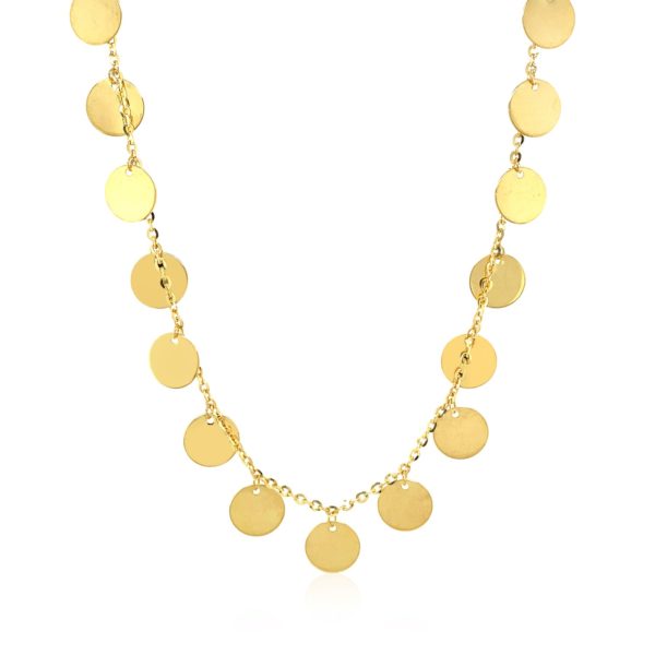 Choker Necklace with Polished Discs in 14k Yellow Gold