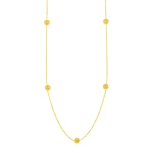 Station Necklace with Textured Love Knots in 14k Yellow Gold