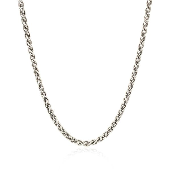 Sterling Silver Rhodium Plated Wheat Chain 2.6mm