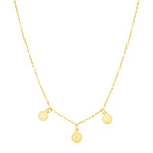 14k Yellow Gold Mom Necklace with Circle Drops