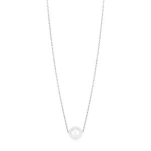 14k White Gold Pearl Solitaire Necklace