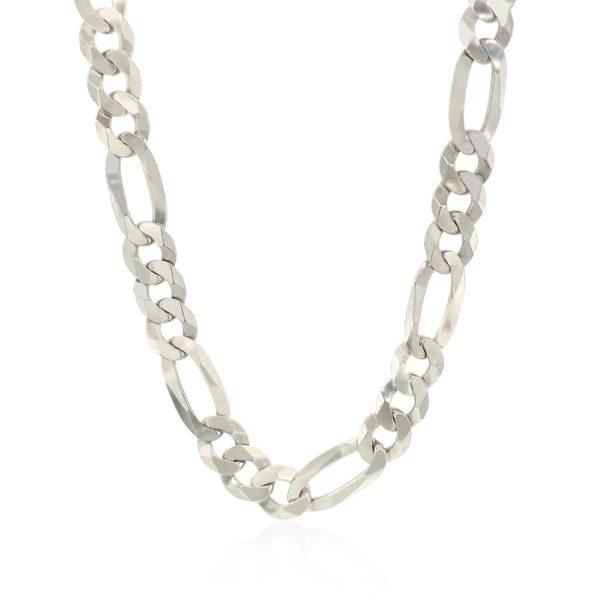 Sterling Silver Rhodium Plated Classic Figaro Chain 8.1mm