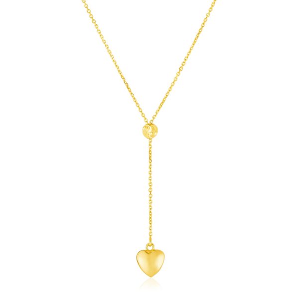 14k Yellow Gold Lariat Style Necklace with Heart