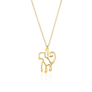 14k Yellow Gold Oval Link Necklace with Monkey Pendant