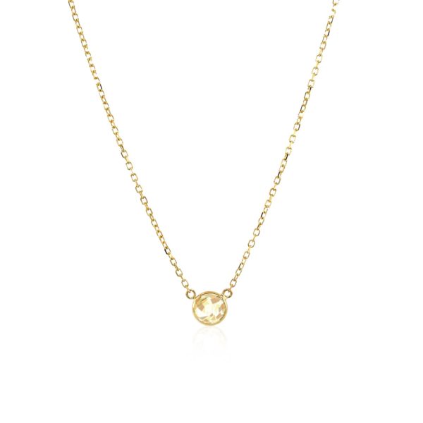 14k Yellow Gold 17 inch Necklace with Round White Topaz