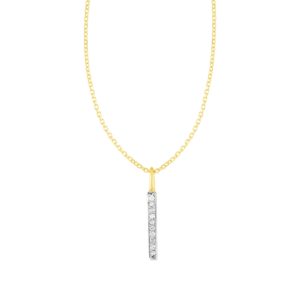 14k Yellow Gold Bar Pendant with Diamonds