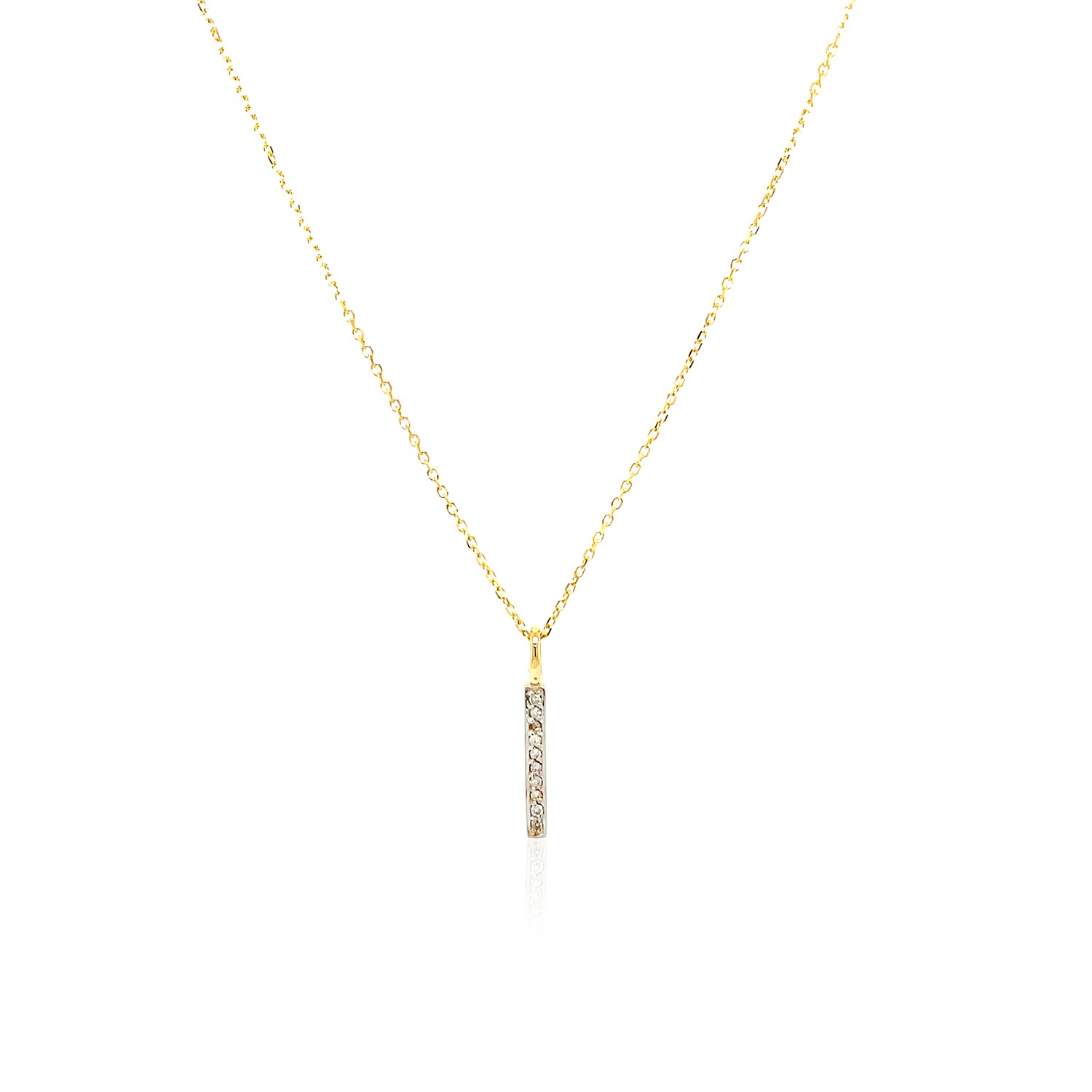 14k Yellow Gold Bar Pendant with Diamonds