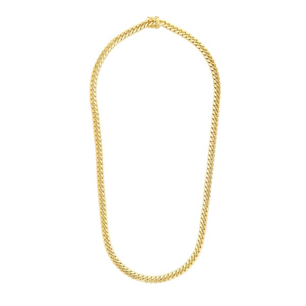 6.9mm 14k Yellow Gold Semi Solid Miami Cuban Chain