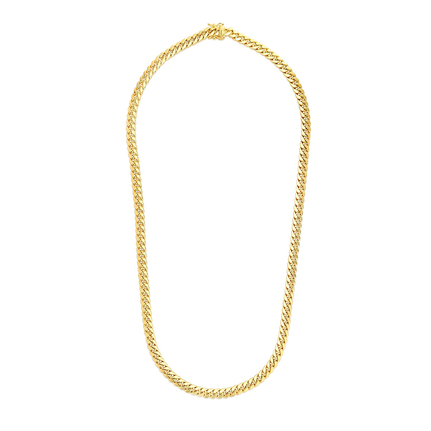 6.9mm 14k Yellow Gold Semi Solid Miami Cuban Chain