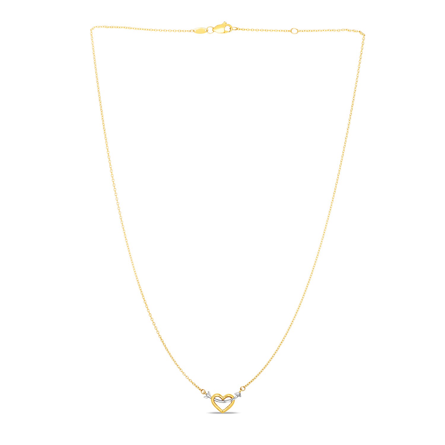 14k Two-Tone Gold Necklace with Interlaced Heart and Arrow Charm