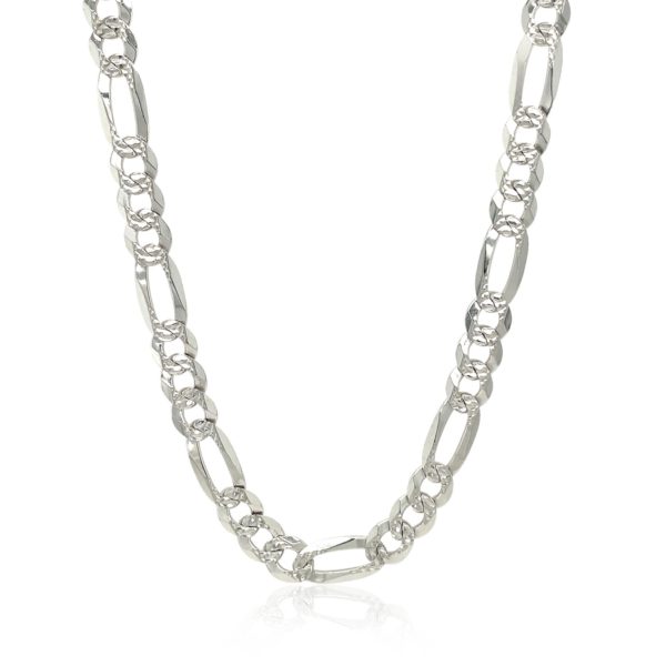 Sterling Silver Rhodium Plated Classic Figaro Chain 6.3mm